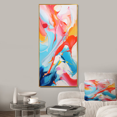 «Blue An Pink Paint Storm I», art mural abstrait à l'encre liquide