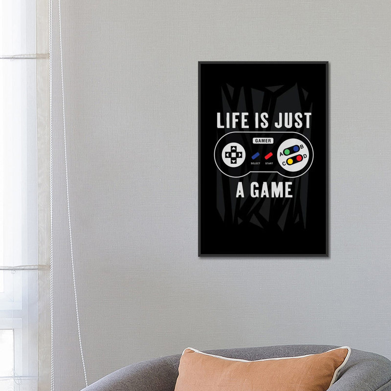 «Gaming V», reproduction d'art sur toile encadrée, Noir, Impression dans un cadre flottant sans passe-parto