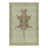 Rug & Kilim’S Distressed Tiger Skin Rug Design In Green With Pictorial