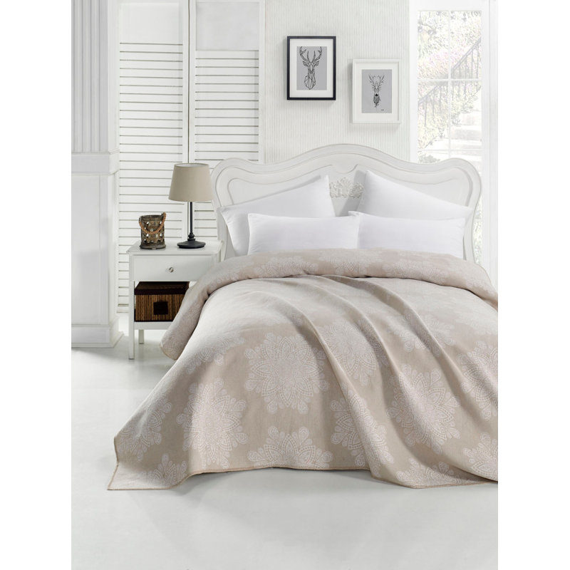 Couvre-lit / couvre-lit 100% coton Sabastian, Beige