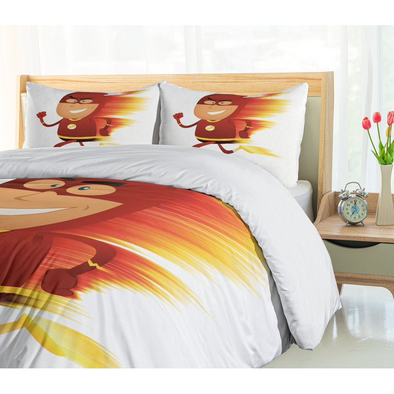 California King Superhero Lightning Bolt Duvet Cover Set