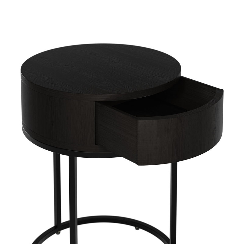 Heredia 45cm W Bedside Table, Black