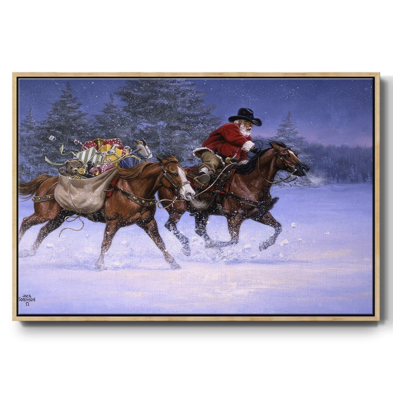 Christmas Rush, reproduction d'art sur toile, H 25 po x l 37 po x P 2 po, Bois naturel