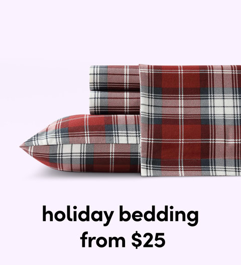 Red plaid holiday sheet set — holiday bedding from $25