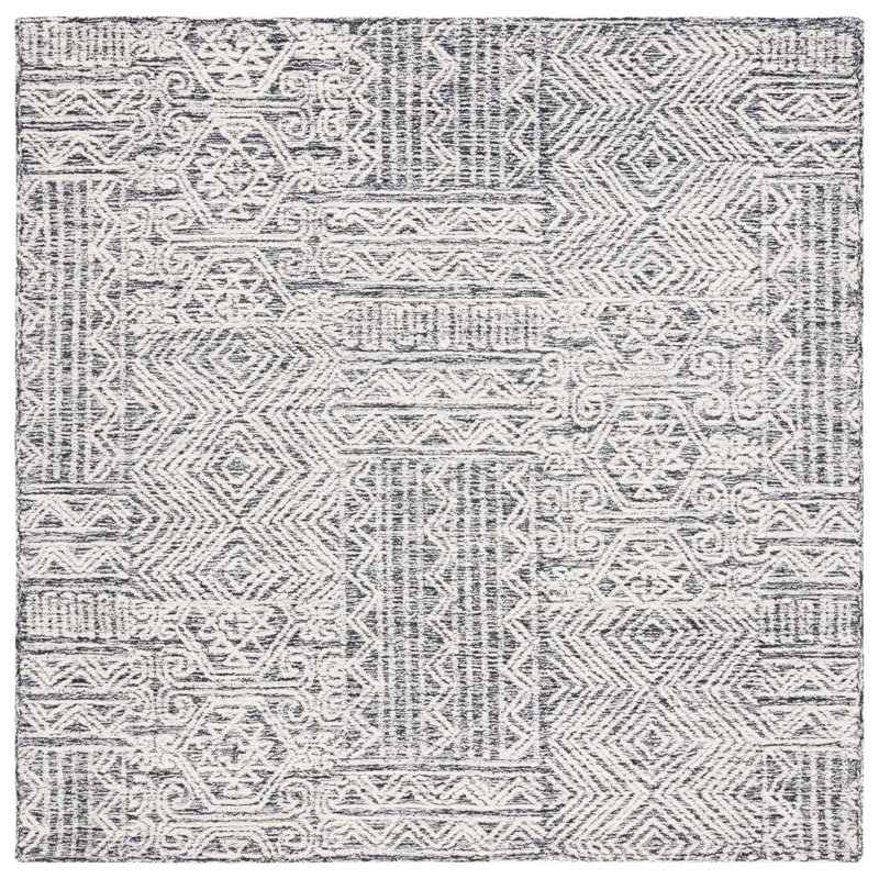 Amzie Hand Tufted Wool Southwestern Rug, Square 6'
