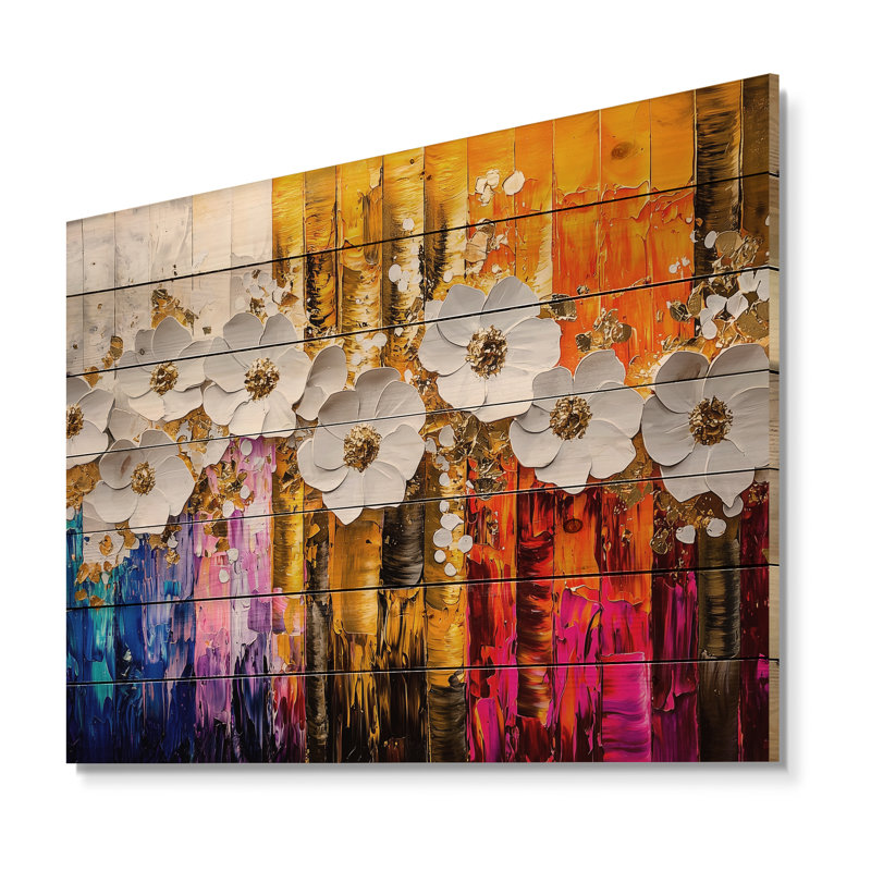 Abstrait botanique I - Botanicals, art mural sur bois de pin naturel, H 24 po x l 32 po x P 0,78 po