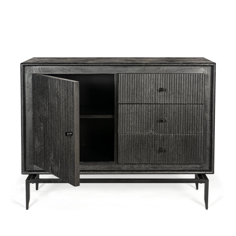 Solid Wood Accent Cabinet, Black