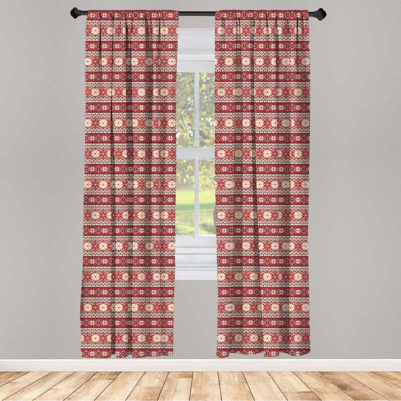 Geometric Semi-Sheer Rod Pocket Curtain Panels, 28" x 84"