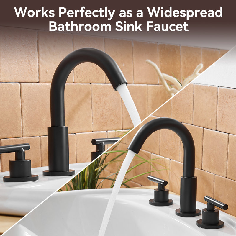 Widespread Double Handle Bathroom Faucet, Matte Black