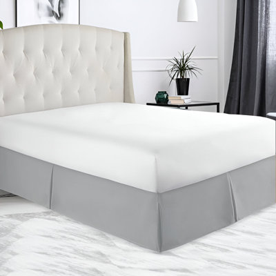 400TC Sateen Solid Cotton Tailored Bed Skirt 15" Drop Length