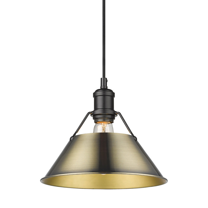 Weatherford 1 - Light Pendant, Matte Black, 130" H x 10" W x 10" D, Aged Brass