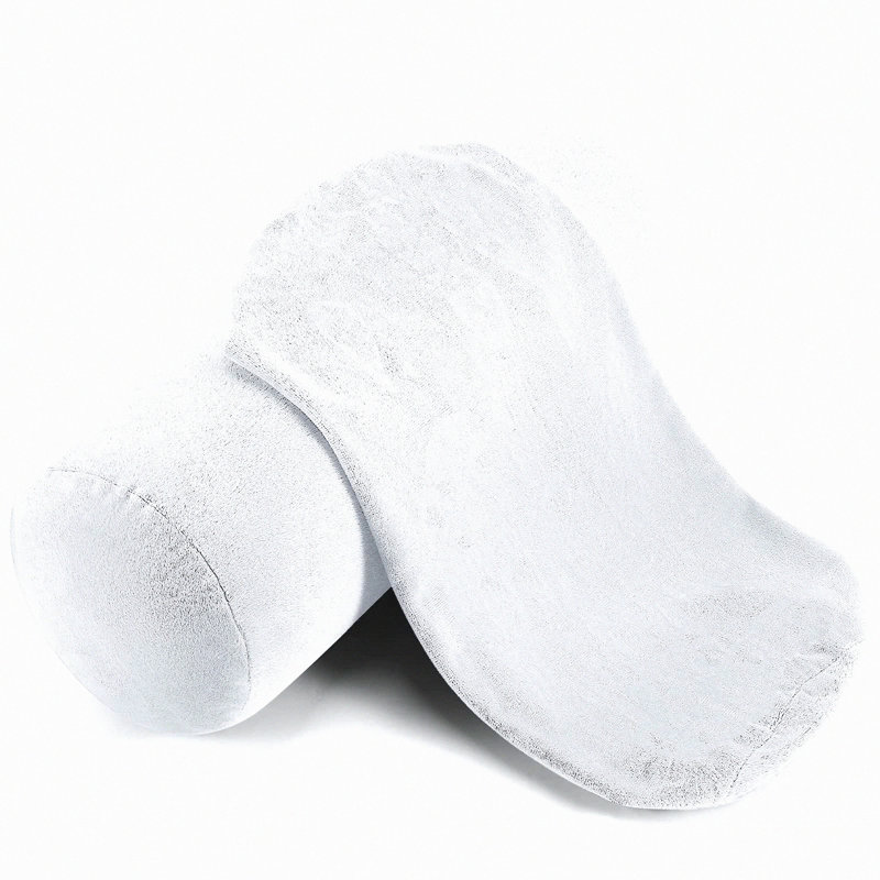 OrthoComfort Cervical Pillowcase Set - Zippered Round Neck Roll Cover for Soft Bolster Cylinder Cushion - White Pack of 2