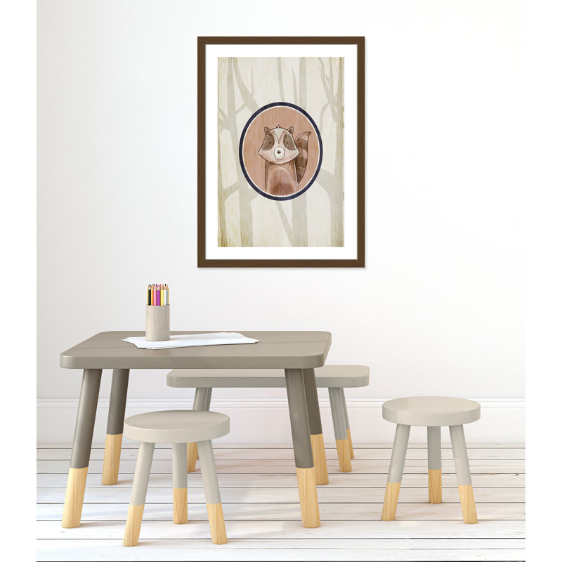 Animaux de la forêt, impression sur papier 1 pi, H 34,5 po x l 24,5 po x P 0,6 po, Encadré plat noyer