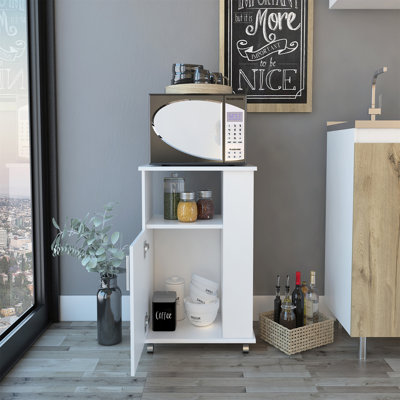 Armoire à micro-ondes polyvalente avec mobilité et grande capacité de rangement