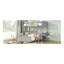 Lit simple superposé au dessus d'un lit double avec bureau, gris