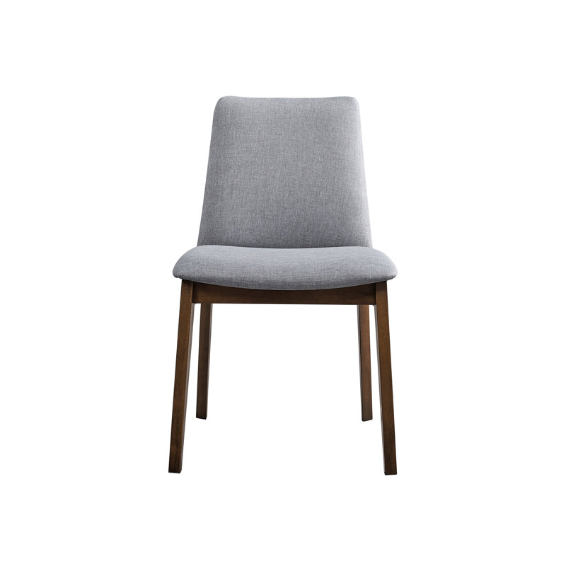 2 chaises d'appoint en tissu gris avec finition noyer - style scandinave moderne pour un espace accueillant avec des pieds confortables