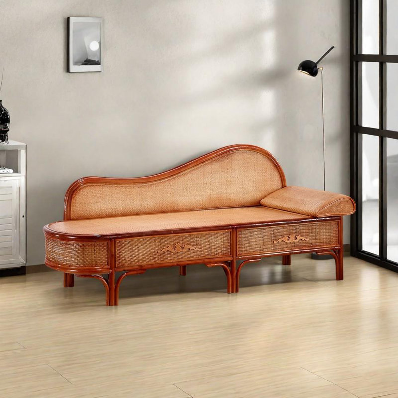 Chaise en bois massif tissé, Brun, Orienté à droite