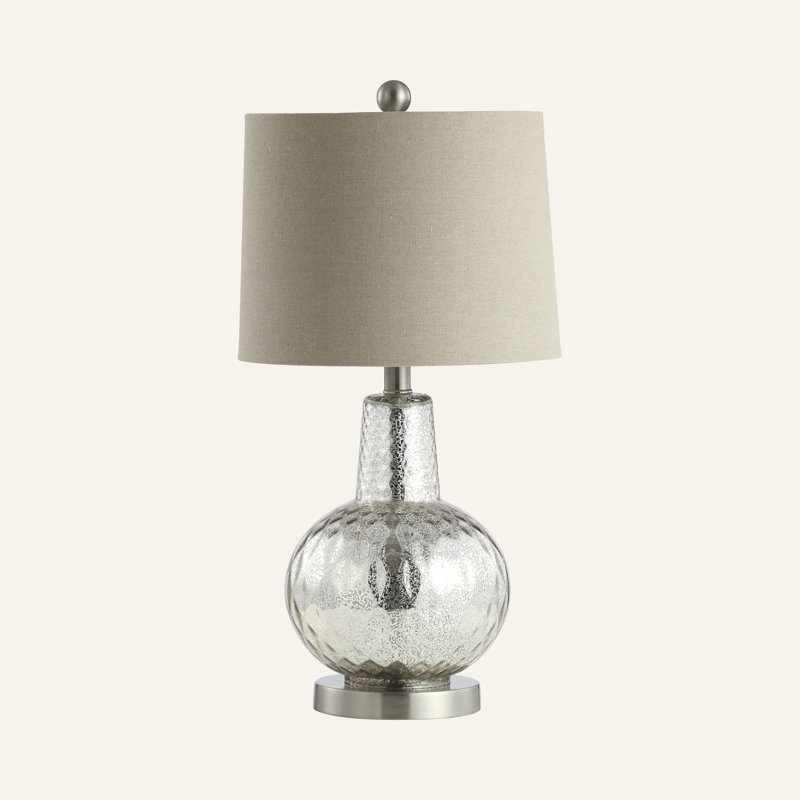 Atlas 24" Silver Mercury Glass Table Lamp with Ivory Shade