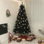 Arbre de Noël artificiel de 7,5 pi de hauteur, arbre de Noël non éclairé avec 1346 pointes de branches, ouverture automatique, base en acier, décoration des Fêtes pour bureau personnel, noir-118034234-118034232
