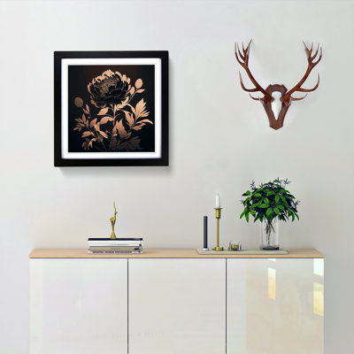 Peony Flower Silhouette No.1 - Framed Print
