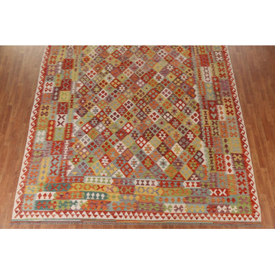 Tapis réversible en laine Kilim 10 x 13