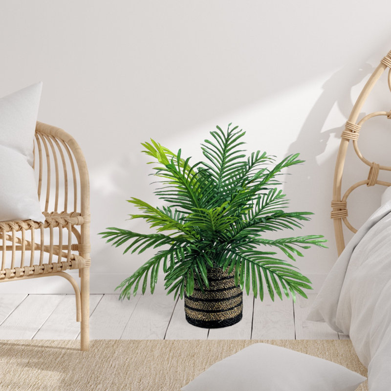 28'' Faux Palm Plant in Wicker/Rattan Pot