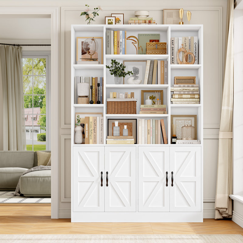 74.8'' H Storage Bookcase With 10 Open Cubes, White