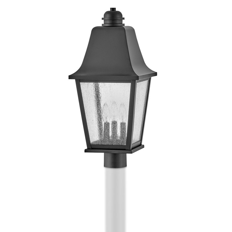 Kingston 22.5" Three-Light Outdoor Post Mount Lantern with Clear Seedy Glass