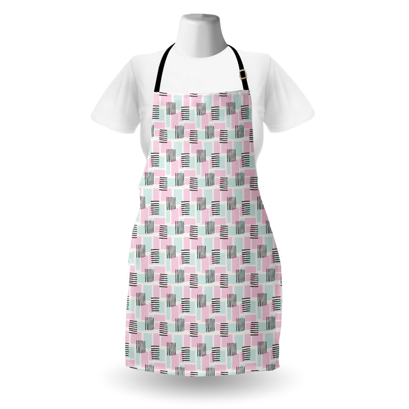 Tablier géométrique Corrigan Studio® rayures et rectangles unisexes taille adulte rose pâle / bleu pâle