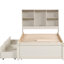 Cadre de lit simple avec 2 tiroirs de rangement hypnotisants, taille blanchie avec tête de lit bibliothèque et blanc délavé-1020825515
