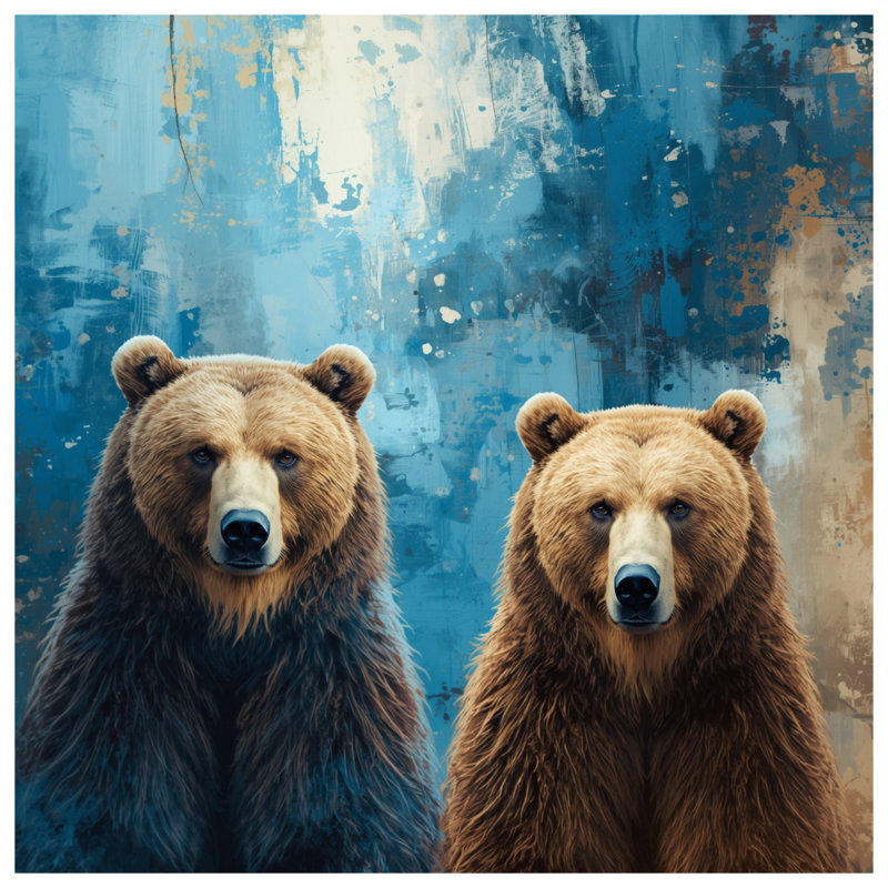 Two Brown Bears Double Sided Throw Pillows, 14 x 14 inches