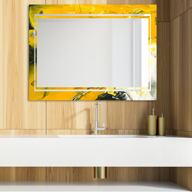 Glam Modern & Contemporary Vanity Mirror, Marbled 11, 29.5" H x 39.4" W