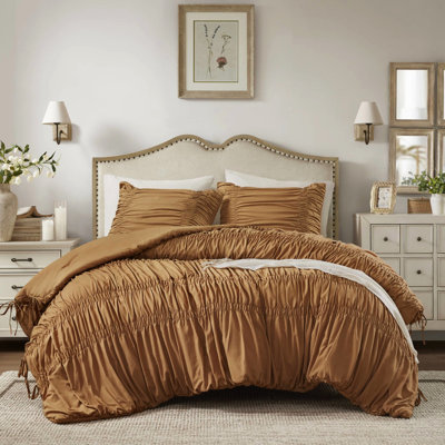 Édredon simple, campagne française, édredon romantique, microfibre prélavée, tout, chaleur moelleuse, standard, lavable à la machine à l'apparence champêtre 2 pièces, conception avec attaches, microfibre douce pour la détente,