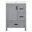 Meuble-lavabo moderne de 24 po avec lavabo en céramique, porte à fermeture en douceur, tablette de porte à double couche et 3 tiroirs-129184385