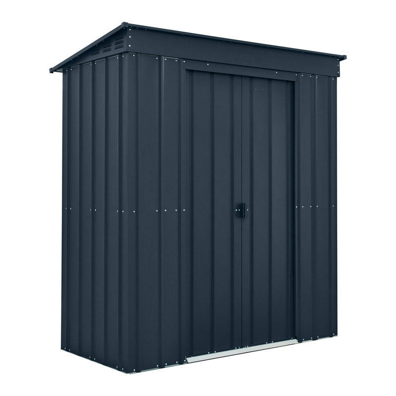 Globel 6 X 3 Pent Grey Metal Shed, Grey