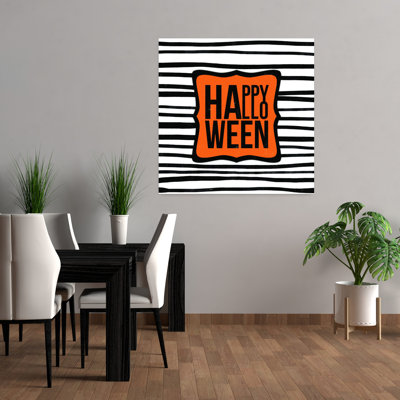 Art contemporain abstrait rayé Happy Halloween
