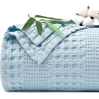 PHF Cooling Waffle Blanket,Lightweight 60% Rayon Derived from Bamboo & 40% Cotton Breathable Blanket for Hot Sleepers, Soft and Luxury for Bed Couch and Sofa