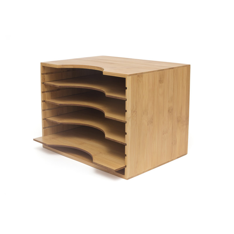 Bamboo File Organizer With 4 Dividers