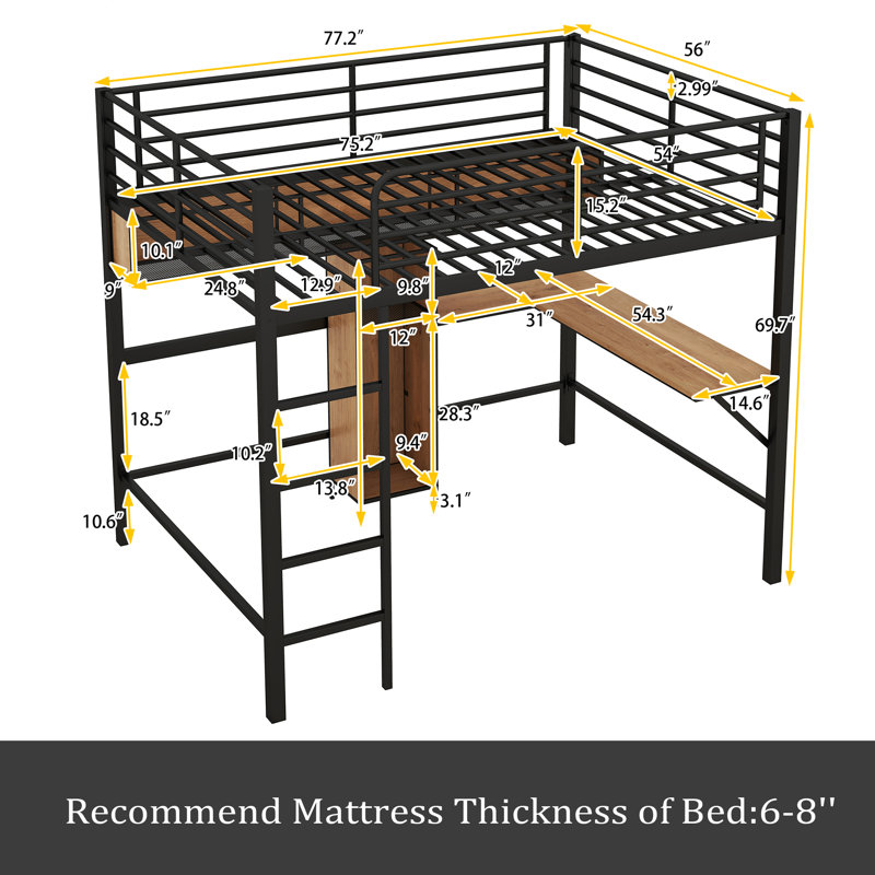 Lit mezzanine double pour enfants Donelle