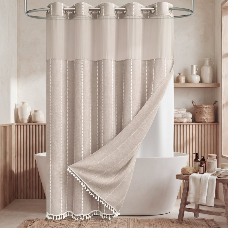 Rideaux de douche Boho, H 75 po x l 72 po, Taupe
