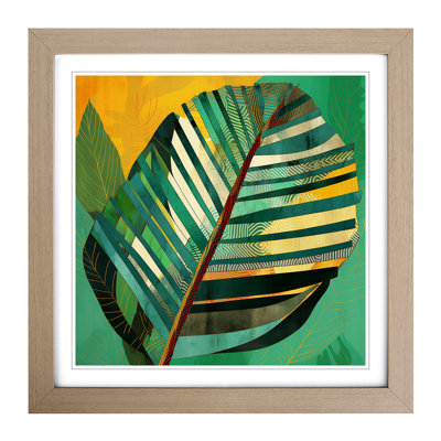 Tropical Leaf Constructivism No.3 - Single Picture Frame Print on Wood