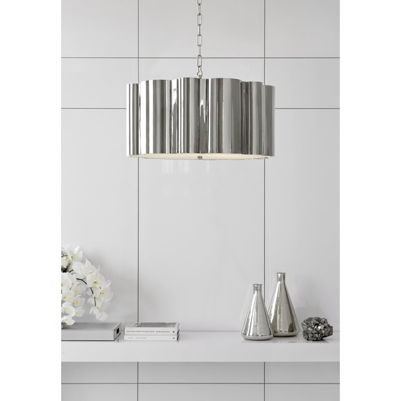 Alexa Hampton Markos Large Hanging Shade, White/Gold