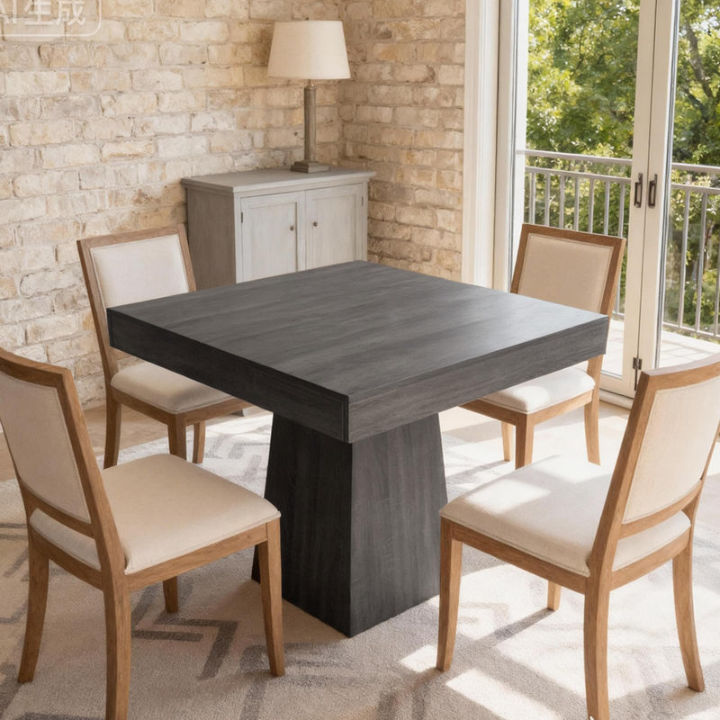 Table de salle à manger carrée peu encombrante pour 4 personnes - de style campagnard moderne avec base en piédestal en bois - Table compacte de 31,5 po idéale pour la salle à manger, le salon et les appartements