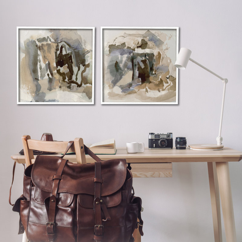«Abstract Neutral Chaos», ensemble de 2 giclées encadrées par Susan Jill, H 24 po x l 48 po