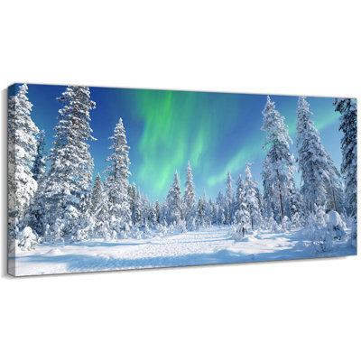  Art mural de Noël en hiver sur toile, images de forêt nordique de neige, impressions sur toile de scène hivernale, décoration murale paysage enneigé, affiche murale de vacances pour salon, chambre à coucher, 40 po x 20 po
