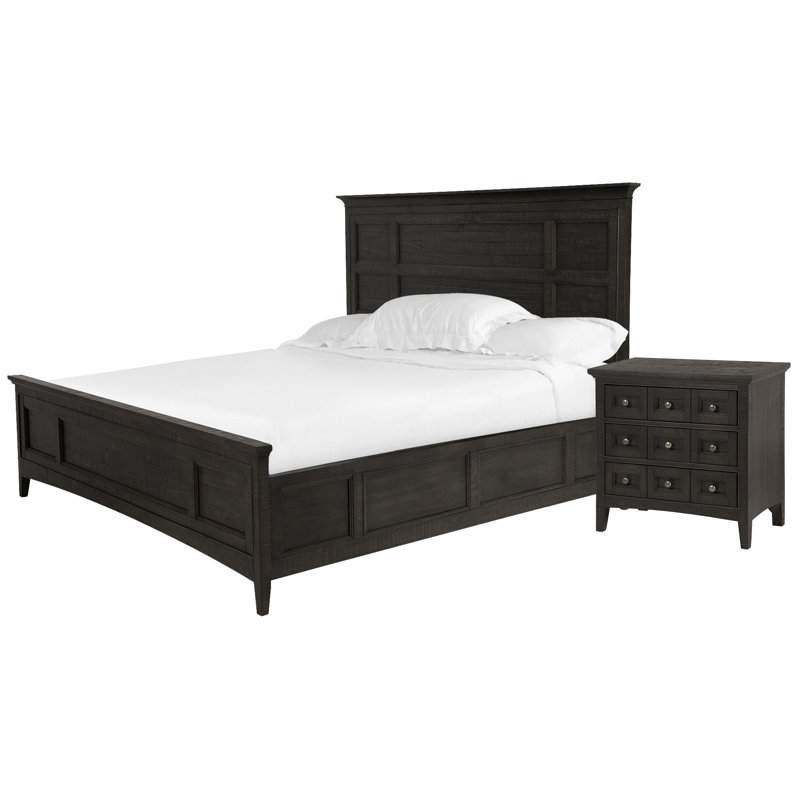 Sarenac Queen Panel Bed With Nightstand, 2 Pcs: Bed, Nightstand, Gray, Queen