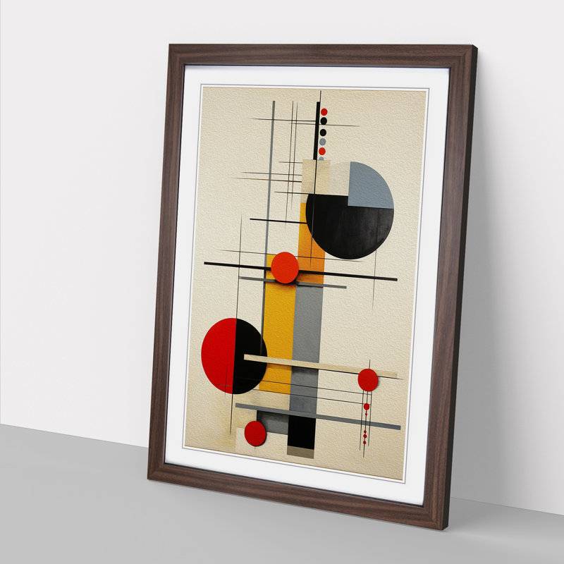 Bauhaus Constructivism - Single Picture Frame Print on Wood, Walnut, 46cm H x 34cm W x 2cm D