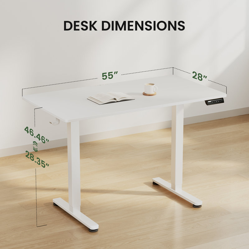 Bureau debout réglable en hauteur l 55 po Artia, Blanc / blanc