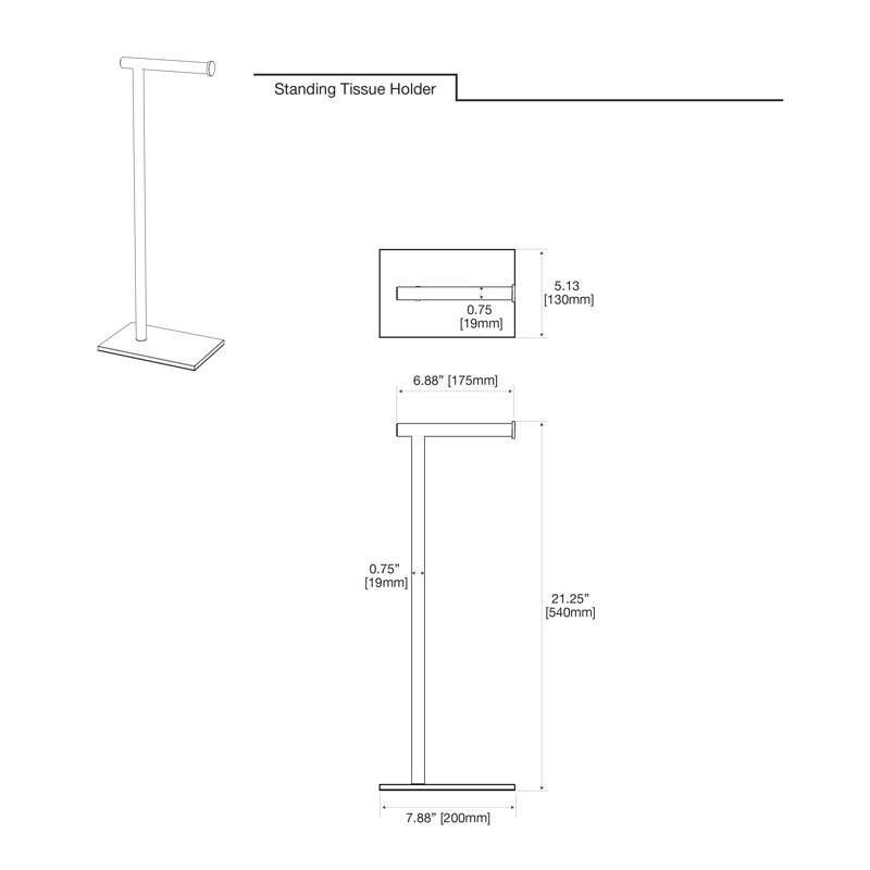 Latitude II Free Standing 21.25"H Toilet Paper Holder with Weighted Base | Toilet Paper Roll Holder Stand, Matte Black