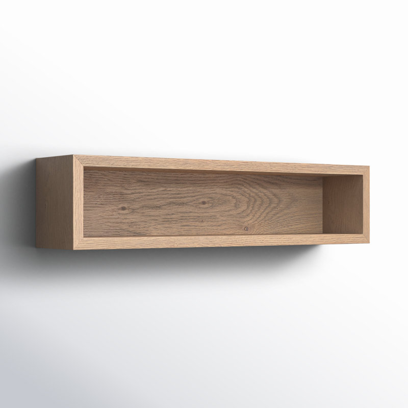 24" Natural Wood Veneer with Engineered Plywood Wall Bathroom Shelves, Pecan Oak